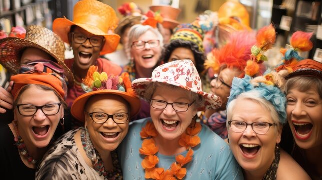 Joyful Crazy Hat Party Hosted by Bald Women