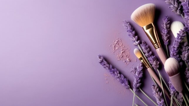 Lavender Colors Makeup Banner with Blank Space