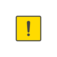 Caution Warning Sign icon. Editable vector stroke. Yellow Warning mark on white background