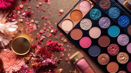 New Year's Eve Colors Makeup Banner with Blank Space