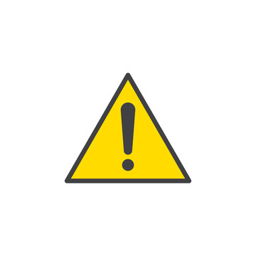 Caution Warning Sign icon. Editable vector stroke. Yellow Warning mark on white background