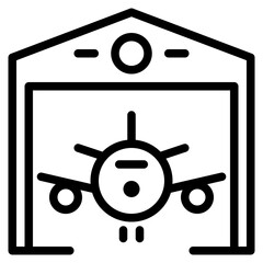  hangar, Shelter, Aircraft, parking, Garage, Aviation Icon, Line style icon vector illustration, Suitable for website, mobile app, print, presentation, infographic and any other project.