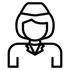  stewardess, air hostess, Aviation, Flight Attendant, Airline Crew Icon, Line style icon vector illustration, Suitable for website, mobile app, print, presentation, infographic and any other project.