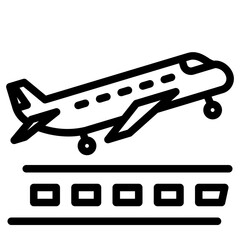  takeoff, Aviation, Flight, Departure, Travel, Runway, airplane Icon, Line style icon vector illustration, Suitable for website, mobile app, print, presentation, infographic and any other project.