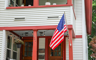 US flag waves proudly, embodying American patriotism and honor on this special holiday, symbolizing unity and freedom