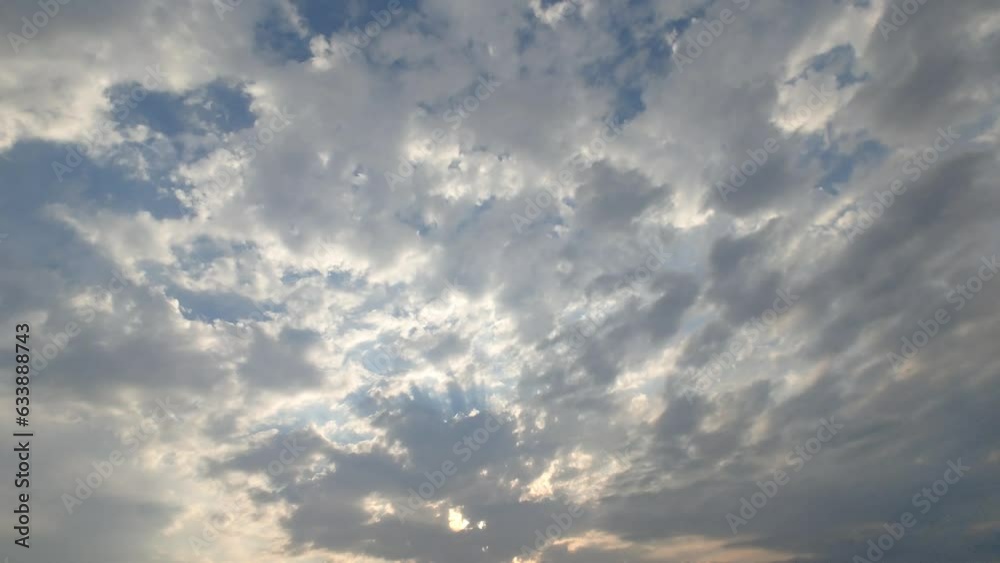Poster Sky with clouds floating towards each other.