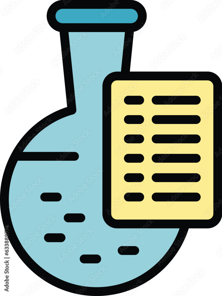 Poster study flask icon outline vector. case research. business learn color flat