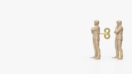 The man with wind up for business on white background concept 3d rendering