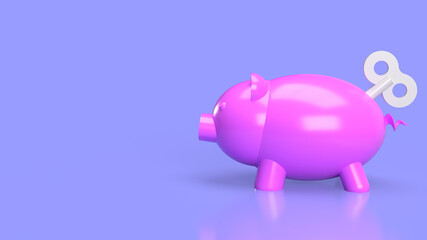 The piggy bank with wind up for earn or saving concept 3d rendering