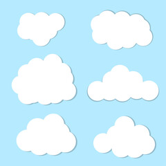  cloud sticker clipart vector set, flat design