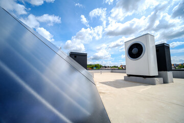 Heat pump and solar collector on the roof