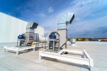 The air conditioning and ventilation system of industrial building on the roof