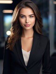 Fototapeta premium Professional office woman posing for the camera created with ai