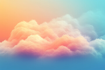 Background of fluffy baby pink and blue pastel cotton candy clouds in the sky. Generative AI  