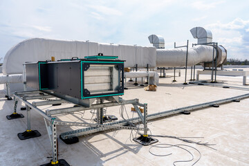 The air conditioning and ventilation system of industrial building on the roof