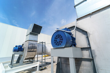 The air conditioning and ventilation system of industrial building on the roof