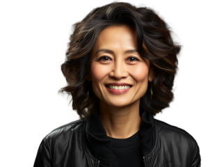 Beautiful smiling woman aged 50, aged 40 model with natural makeup clean face grey cold background, isolated, anti aging care, natural beauty concept, cosmetology and wellness concept, png, Canva