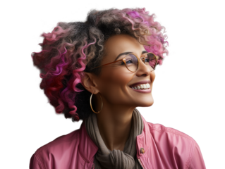 Beautiful smiling young woman aged 30, aged 40 with natural makeup clean face, isolated, shop owner concept, cosmetology and wellness concept, png