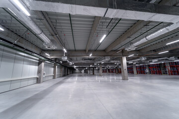 Empty industrial hall with ceiling ventilation system