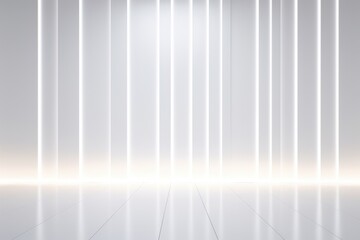 Empty room with white walls and light strips, Generative AI