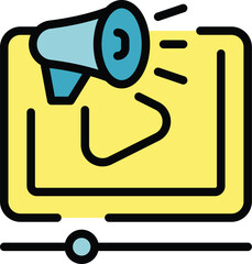 Network media icon outline vector. Social opinion. Leader marketing color flat