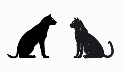 Silhouette cats vector illustration isolated on white background