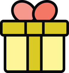 Prize gift box icon outline vector. Draw winner. Online reward color flat