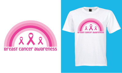 Breast Cancer Awareness t shirt design with pink ribbon