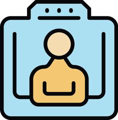 Video online conference icon outline vector. Group computer. Office screen color flat