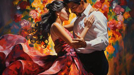 Couple Latin american, mexican folklore, traditional, regional dancers
