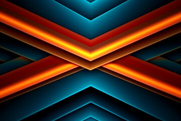 Obraz premium Minimal geometric background. Dynamic blue shapes composition with orange lines. Abstract background