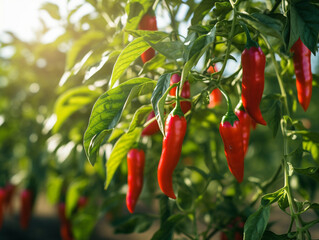 A Close Up of Chili Peppers Growing on a Farm
