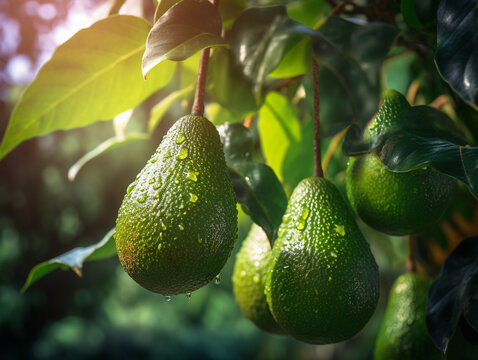 A Close Up of Avocados Growing on a Farm