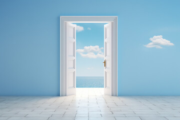 白いドアと青空