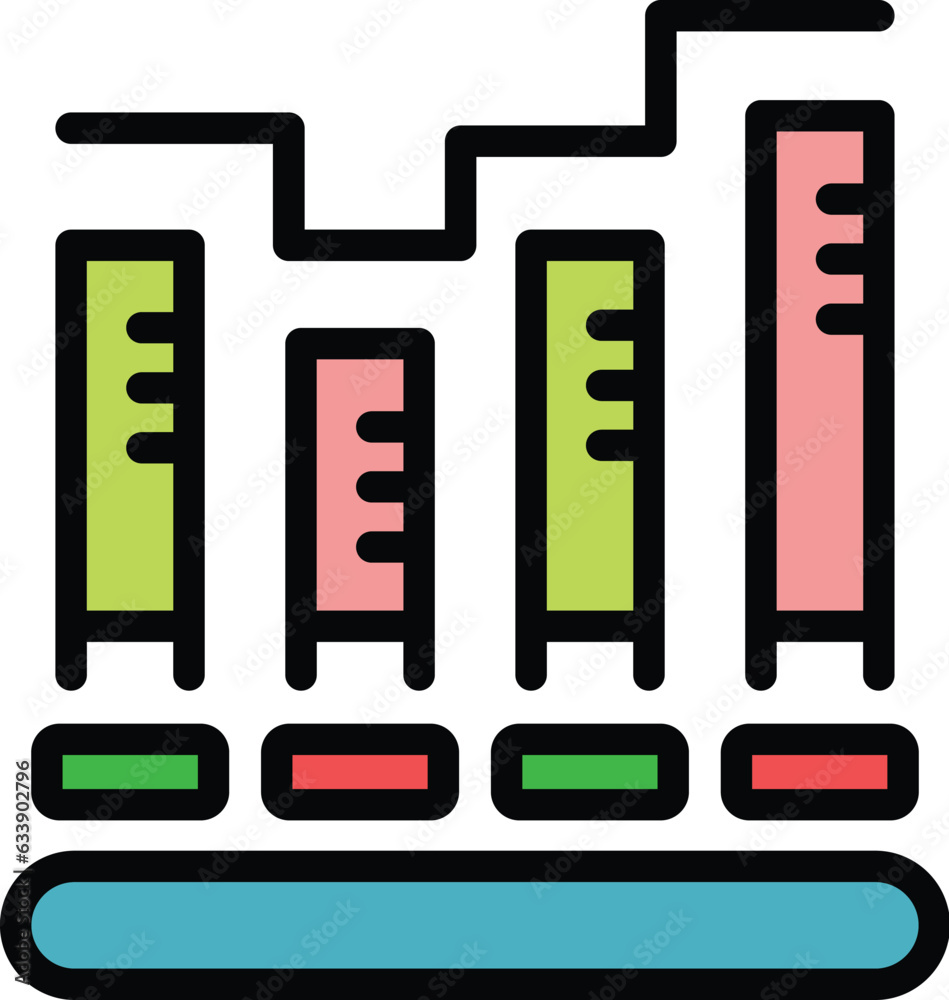 Poster data chart icon outline vector. graph report. finance statistic color flat