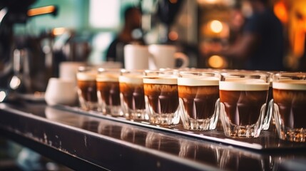 Fototapeta na wymiar barista preparing coffee in a bustling cafe generative ai