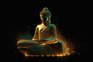 glowing buddha and chakra flow, generative AI