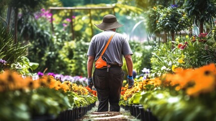 horticulturist tending to plants in a botanical garden generative ai