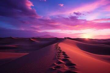 Rosy Sands, Stellar Nights: Embracing the Breathtaking Vision of Pink Desert Dunes under a Majestic Starlit Sky Generative AI