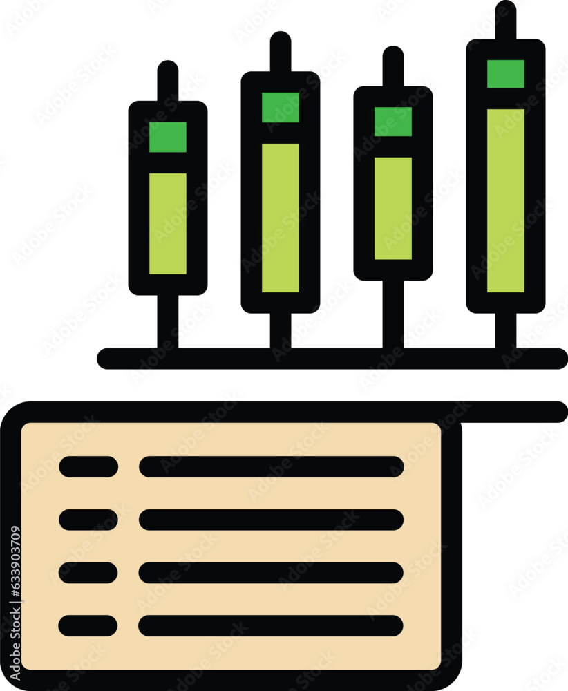 Wall mural analytics data icon outline vector. graph research. market report color flat