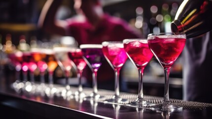 bartender mixing a cocktail in a bustling city bar generative ai