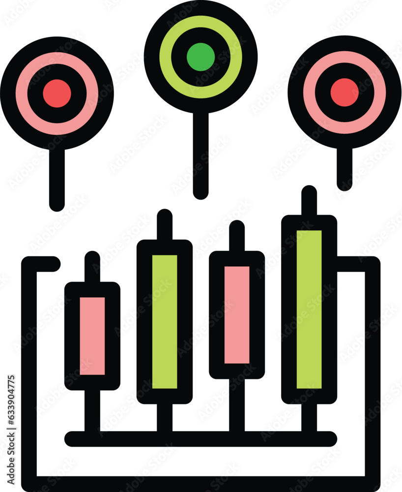 Wall mural chart data icon outline vector. business graph. market report color flat