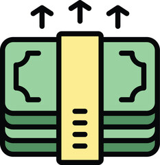 Cash pack icon outline vector. Company money. Finance market color flat