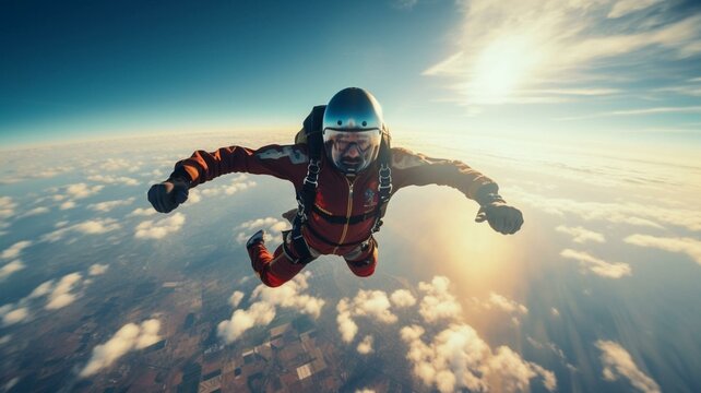 Sky diver soaring in the sky