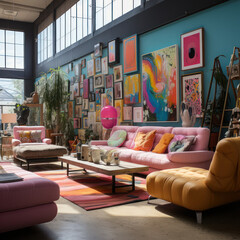  A creative studio with colorful eclectic furniture
