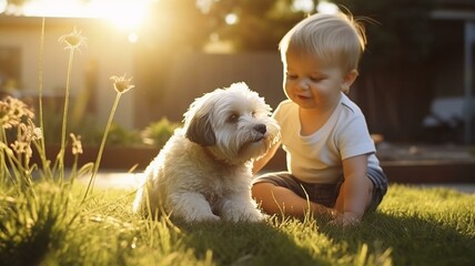 little child and dog