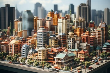 Fototapeta na wymiar 俯瞰した都市風景,Generative AI AI画像