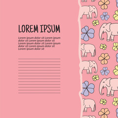 Vector colorful flowers and elephants seamless pattern background. Vector illustration background.