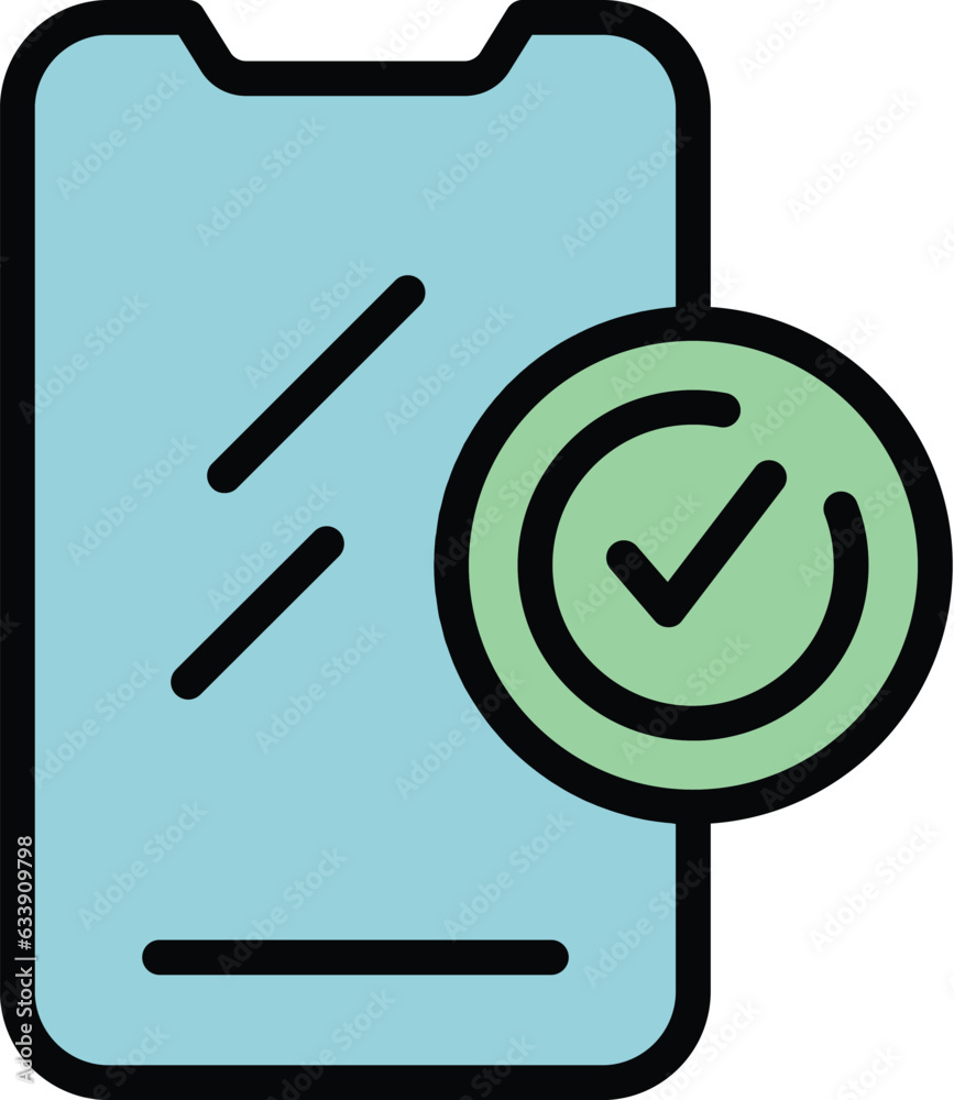 Wall mural phone glass protect icon outline vector. case smartphone. mobile cell color flat