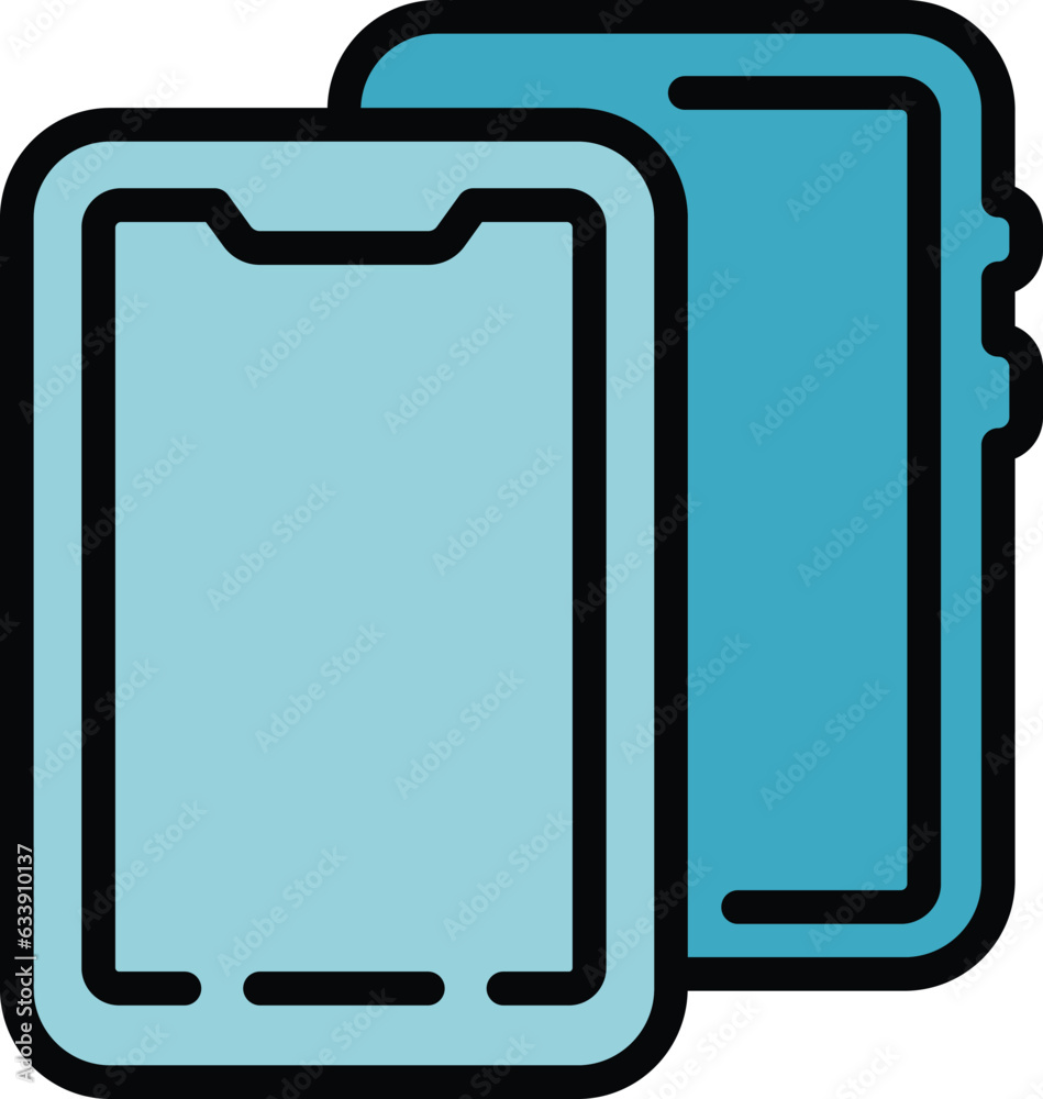 Sticker Device case icon outline vector. Smartphone cover. Glass protect color flat - Stickers